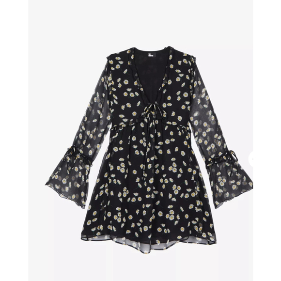 NWT The Kooples Silk Ruffle Mini Dress Daisy Print S - Picture 5 of 11